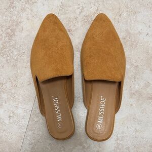 Women's Tan Faux Suede Mules